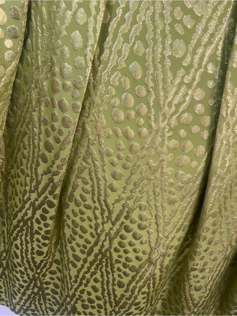 Green Jacquard Belted Dress